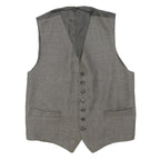 Mens Grey Cotton Blend Button Waistcoat M Plain Classic Formal Vest