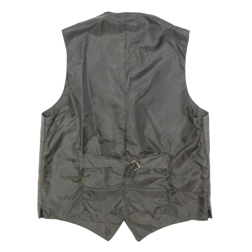 Mens Grey Cotton Blend Button Waistcoat M Plain Classic Formal Vest