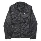 LAUREN RALPH LAUREN Womens Black Quilted Jacket XS Polyester Blend Zip Casual