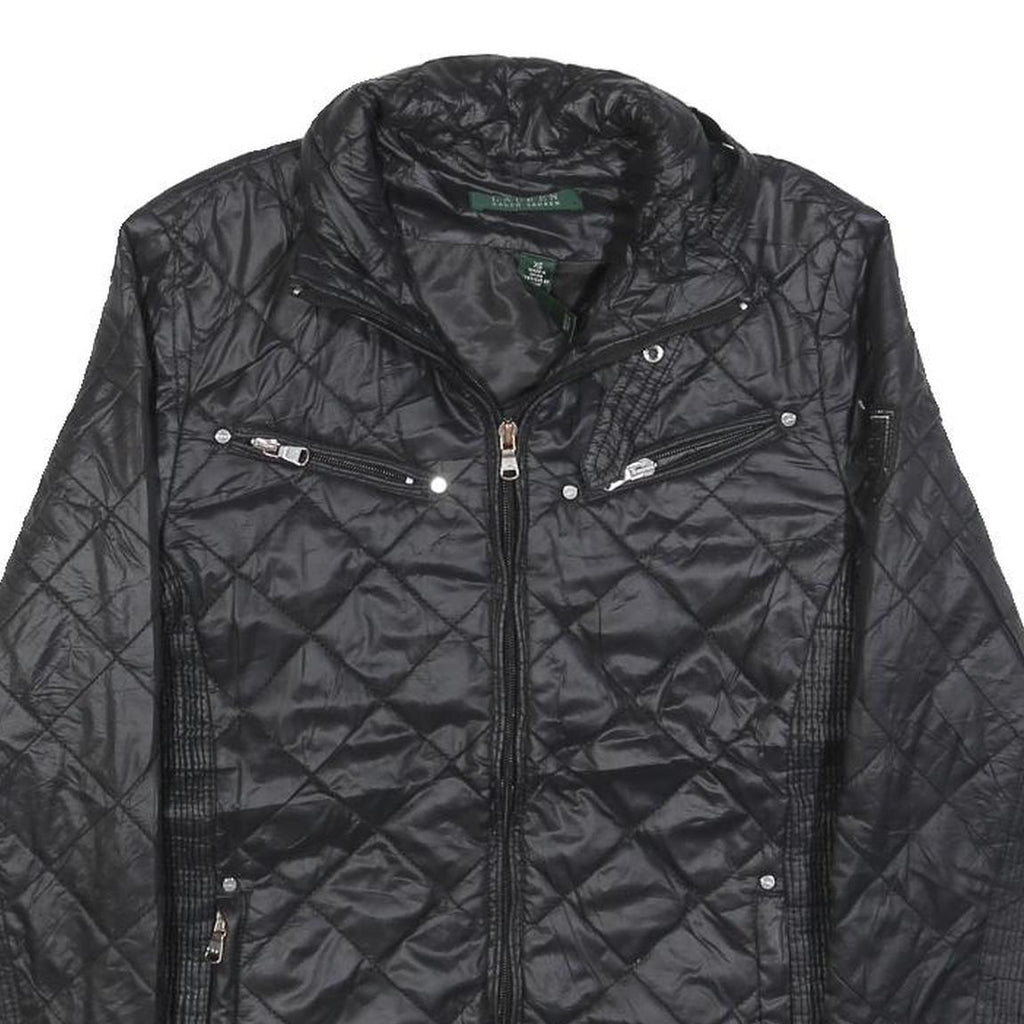 LAUREN RALPH LAUREN Womens Black Quilted Jacket XS Polyester Blend Zip Casual