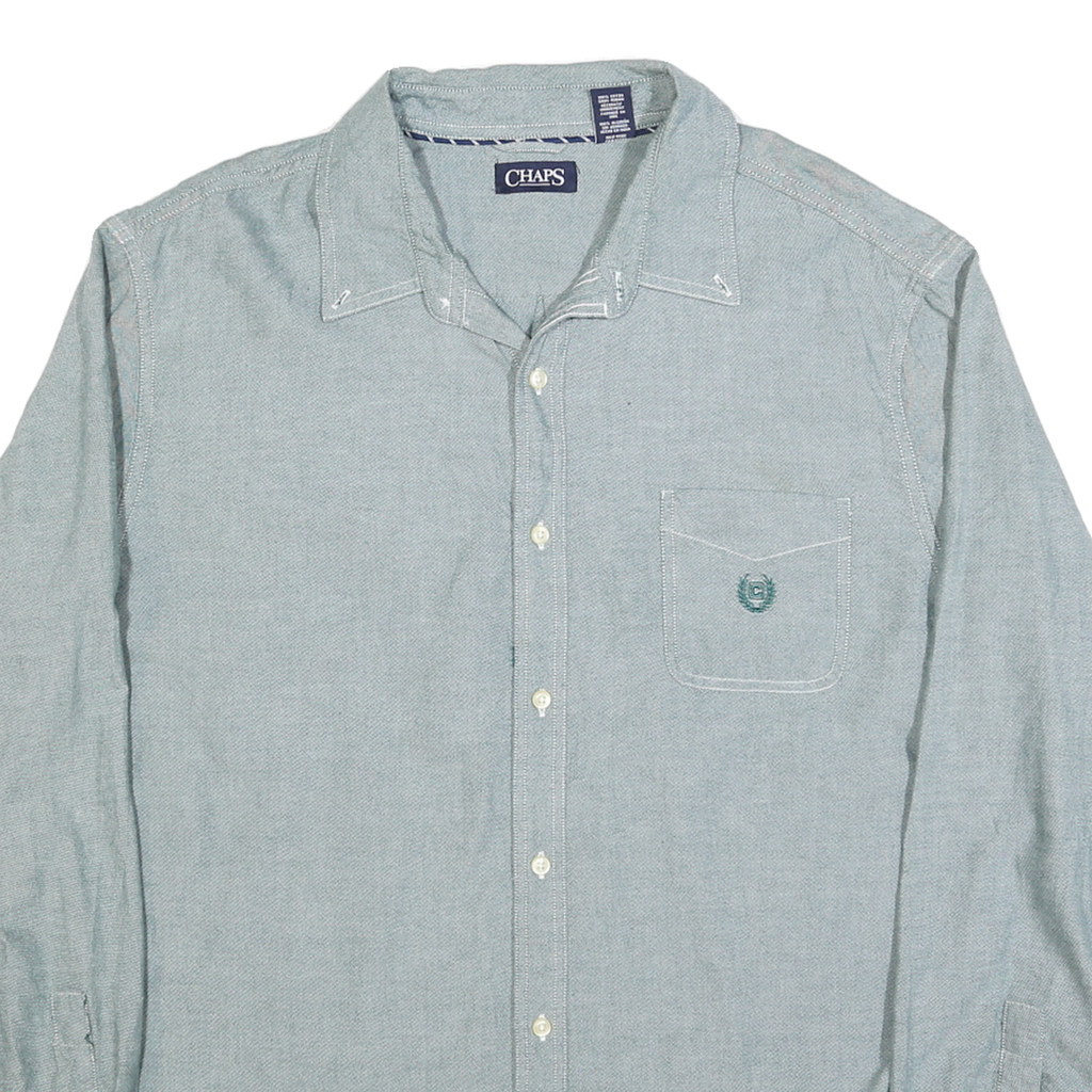 CHAPS Mens Blue 2XL Long Sleeve Cotton Blend Shirt Casual Workwear