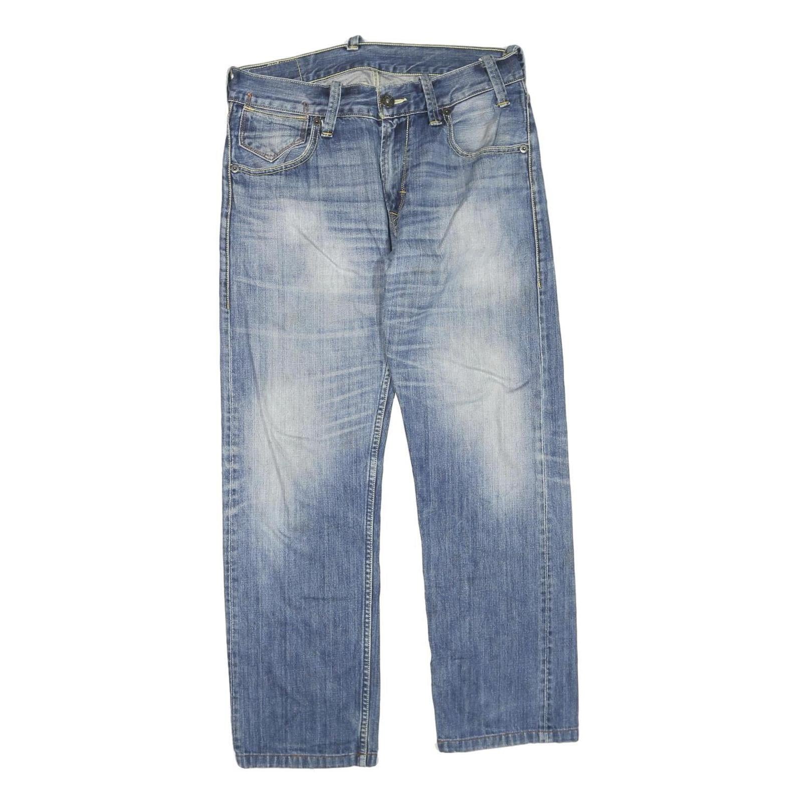 LEVI'S 504 Mens Blue Regular Jeans Denim Medium W34 L30 Classic Zip Cotton Blend