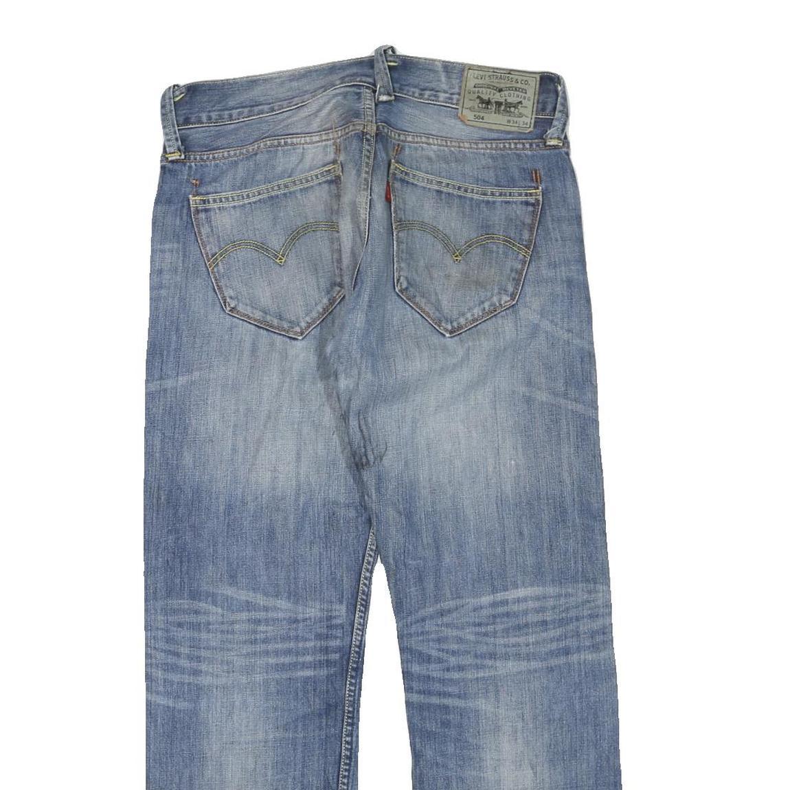 LEVI'S 504 Mens Blue Regular Jeans Denim Medium W34 L30 Classic Zip Cotton Blend