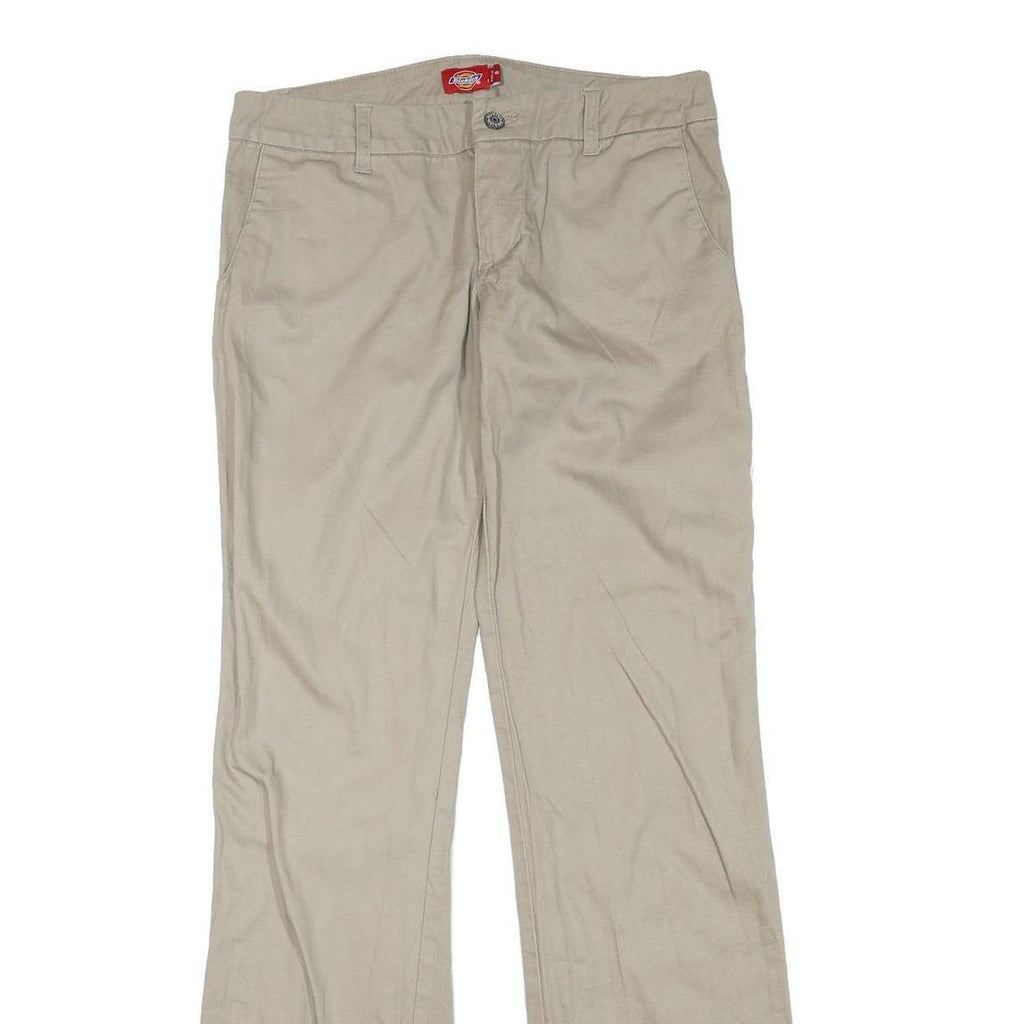 DICKIES Womens Regular Beige Cotton Blend Zip Trousers W32 L32 Comfortable