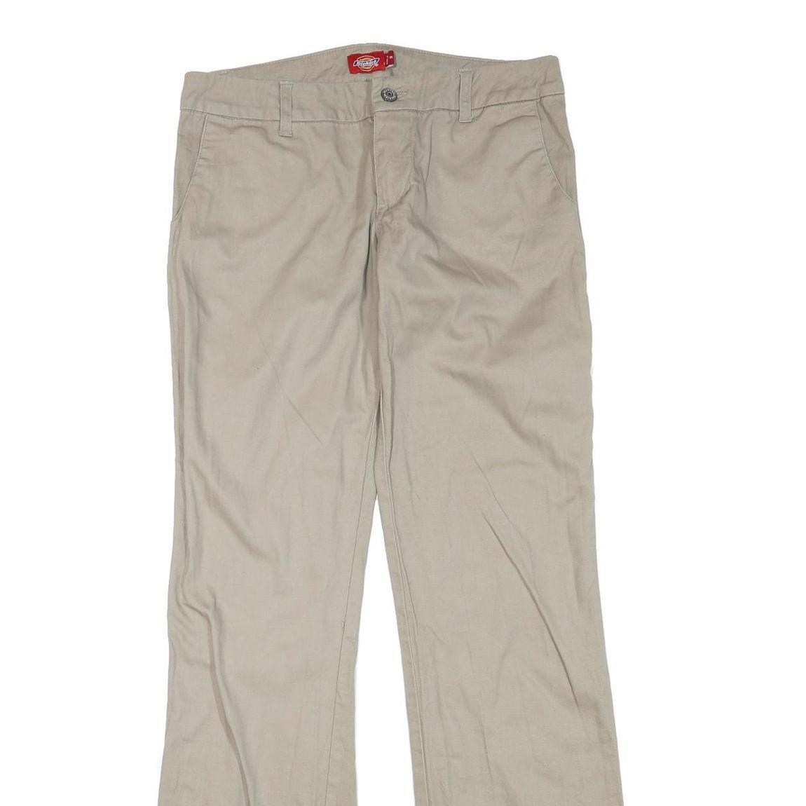 DICKIES Womens Regular Beige Cotton Blend Zip Trousers W32 L32 Comfortable