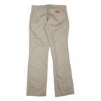 DICKIES Womens Regular Beige Cotton Blend Zip Trousers W32 L32 Comfortable