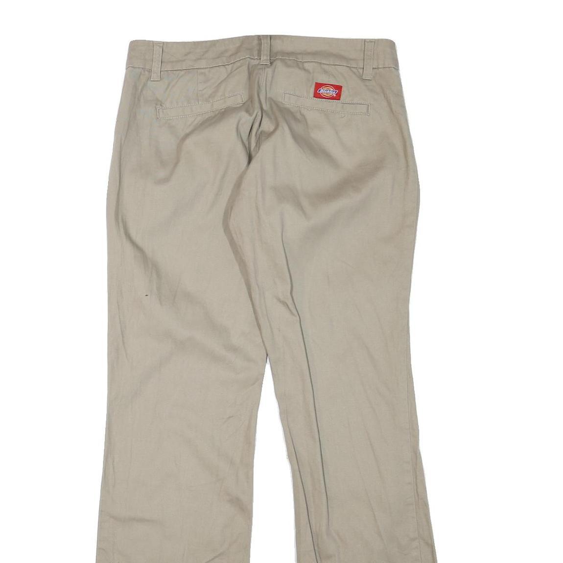 DICKIES Womens Regular Beige Cotton Blend Zip Trousers W32 L32 Comfortable