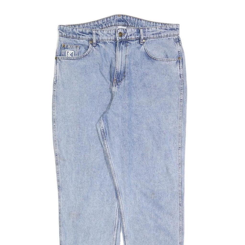 KARL KANI Mens Regular Fit Blue Denim Raw Jeans W35 L32 Classic Cotton Blend Zip