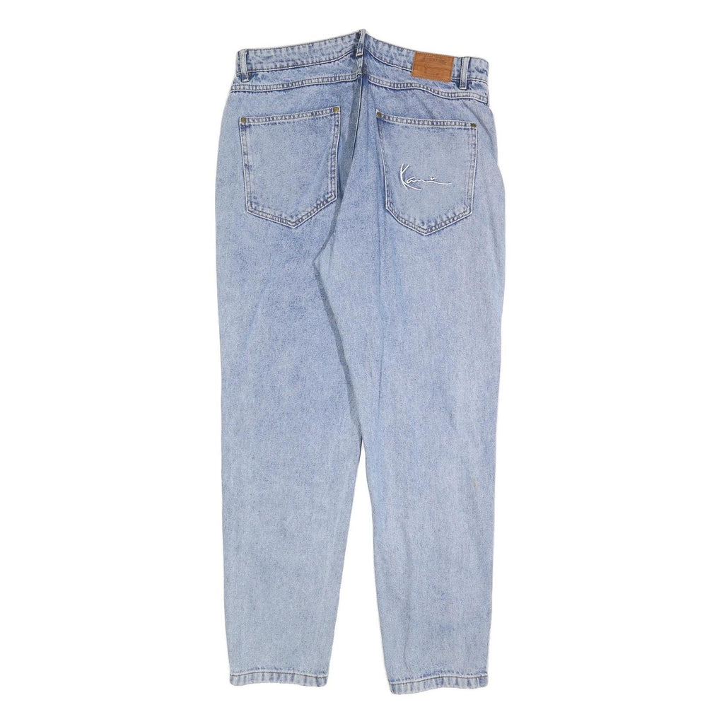 KARL KANI Mens Regular Fit Blue Denim Raw Jeans W35 L32 Classic Cotton Blend Zip