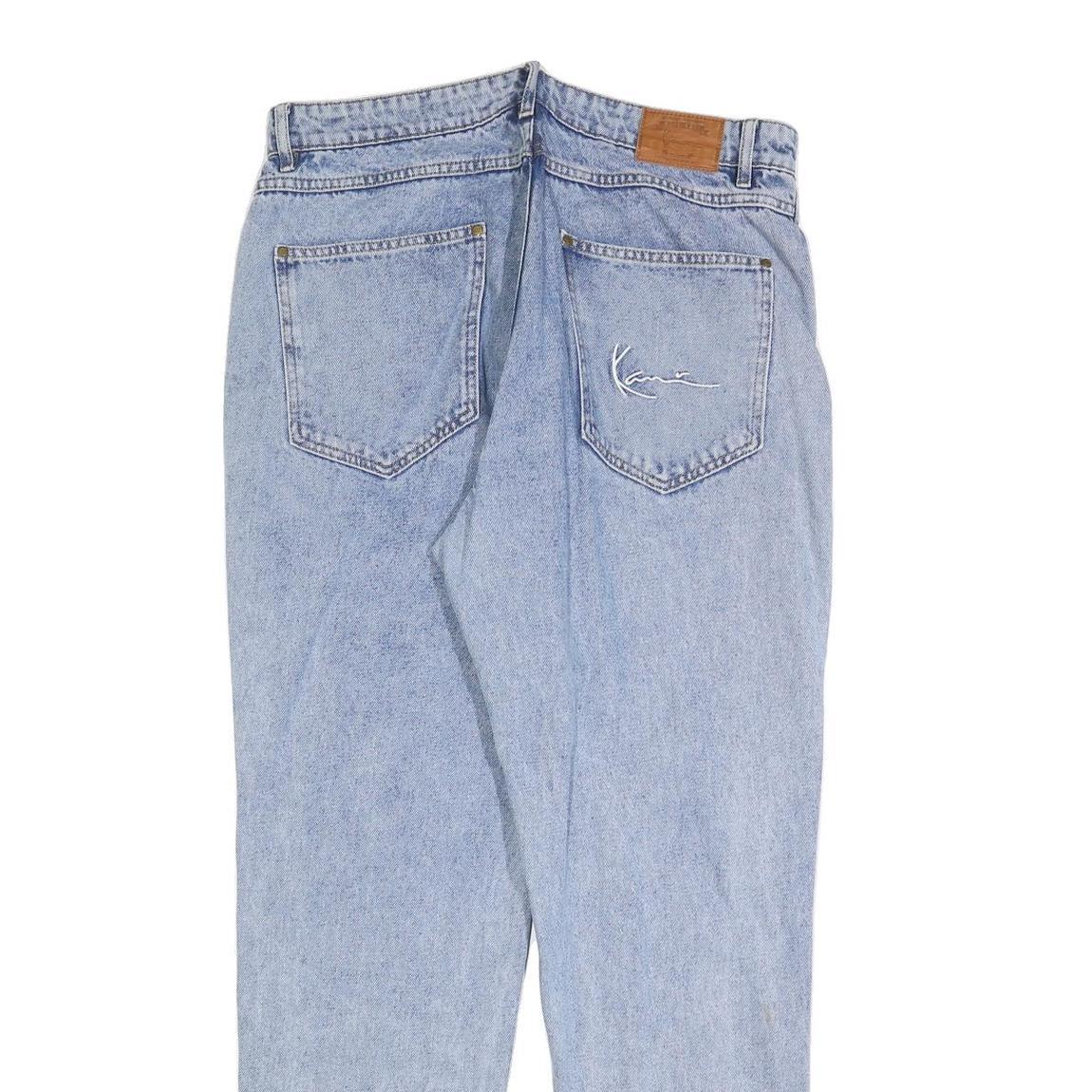 KARL KANI Mens Regular Fit Blue Denim Raw Jeans W35 L32 Classic Cotton Blend Zip