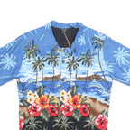 PALMWAVE HAWAII Mens Blue & Black Hawaiian Shirt S Tropical Floral Cotton Blend