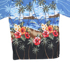 PALMWAVE HAWAII Mens Blue & Black Hawaiian Shirt S Tropical Floral Cotton Blend
