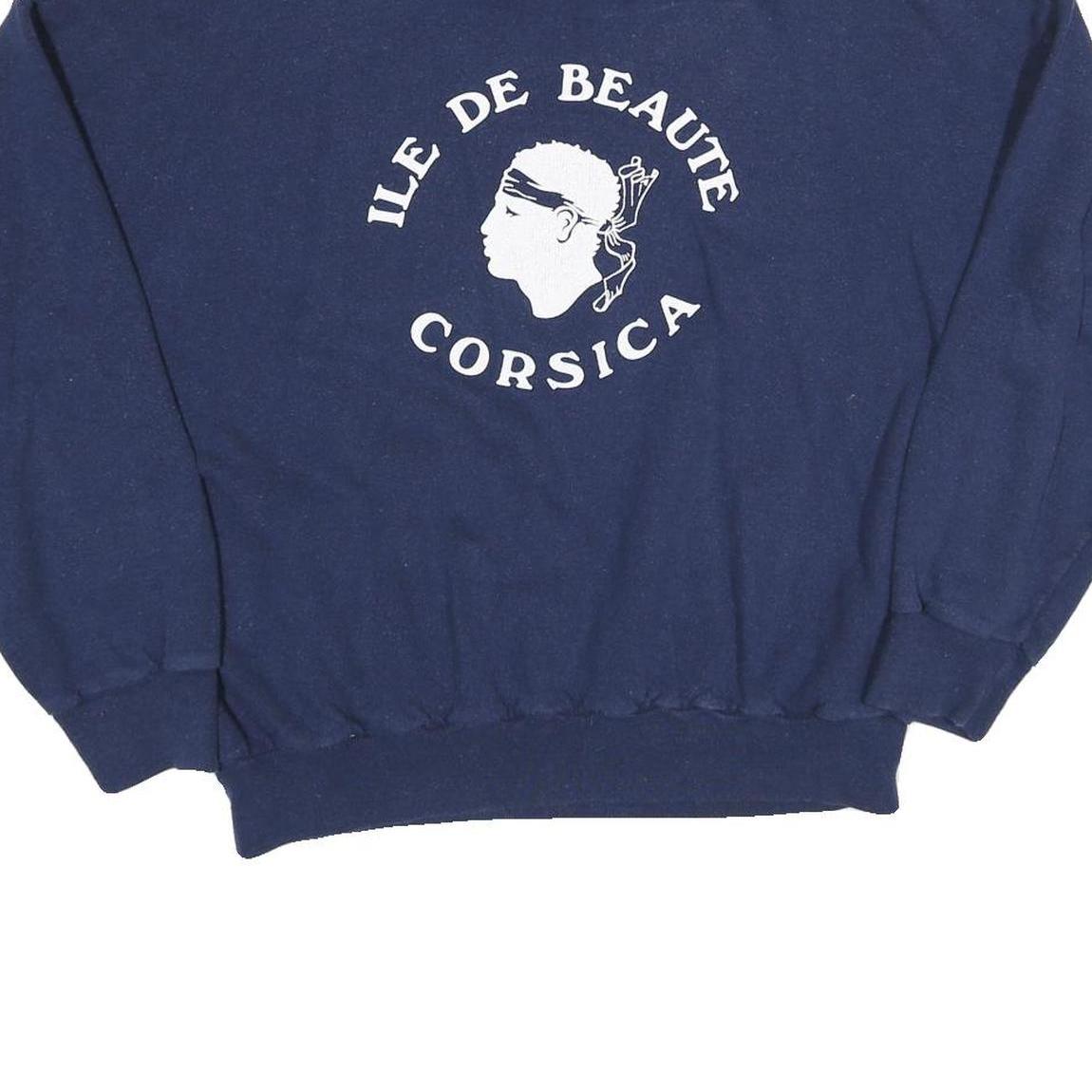 Mens Blue Ile De Beaute Corsica Crew Neck S Cotton Blend Sweatshirt