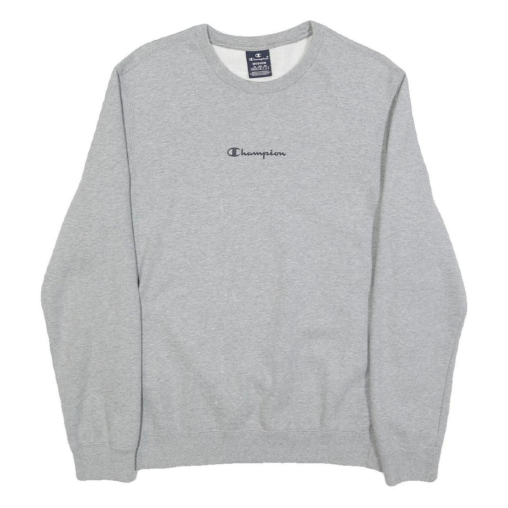 CHAMPION Womens Grey Sweatshirt Crew Neck M Cotton Blend Logo Pullover