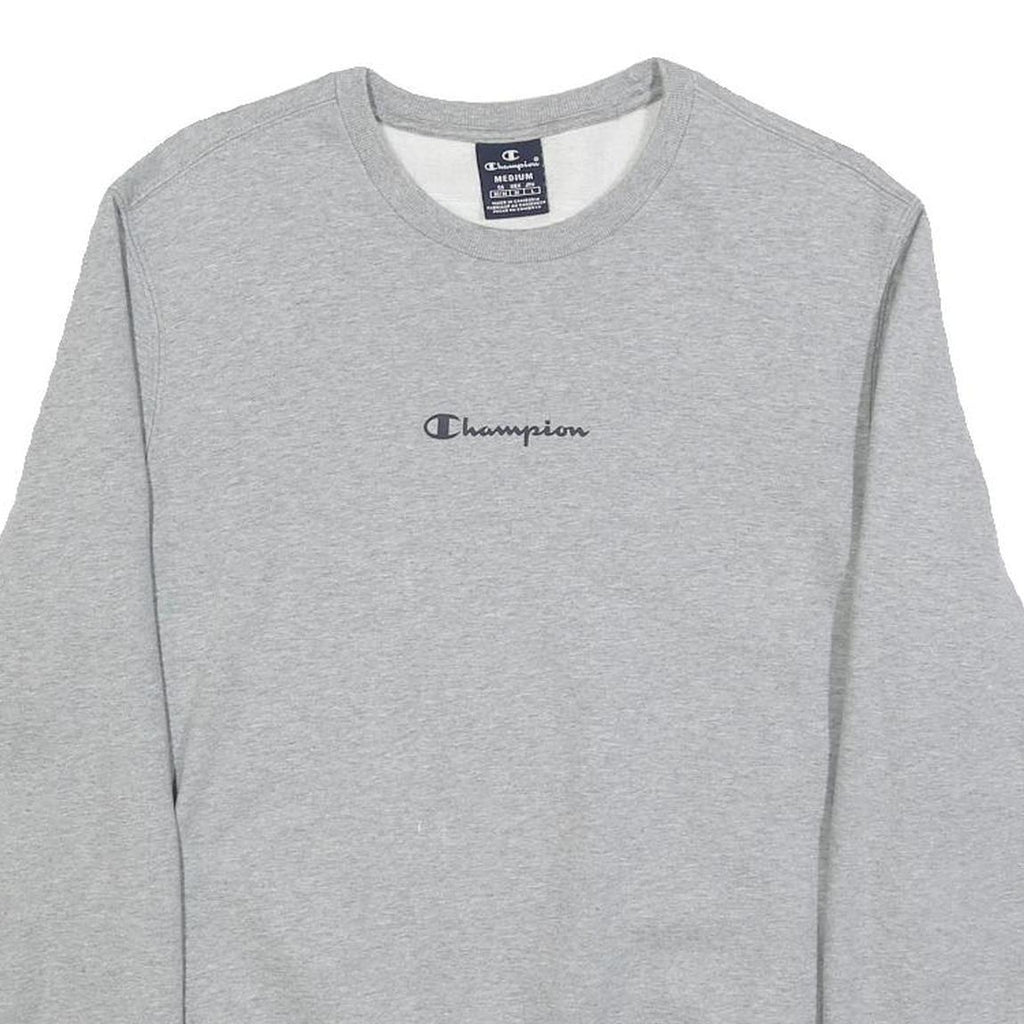CHAMPION Womens Grey Sweatshirt Crew Neck M Cotton Blend Logo Pullover