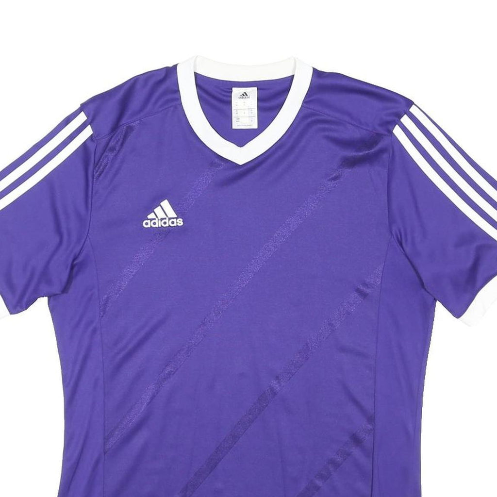 ADIDAS Mens Purple & White Modern T-Shirt M Short Sleeve V-Neck Performance