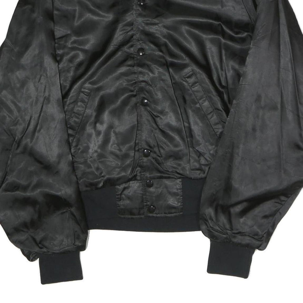 USA Mens Black Satin Button Bomber Jacket L Nylon The Jesse Anderson Band