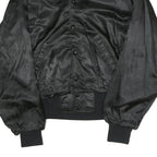 USA Mens Black Satin Button Bomber Jacket L Nylon The Jesse Anderson Band