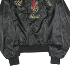 USA Mens Black Satin Button Bomber Jacket L Nylon The Jesse Anderson Band