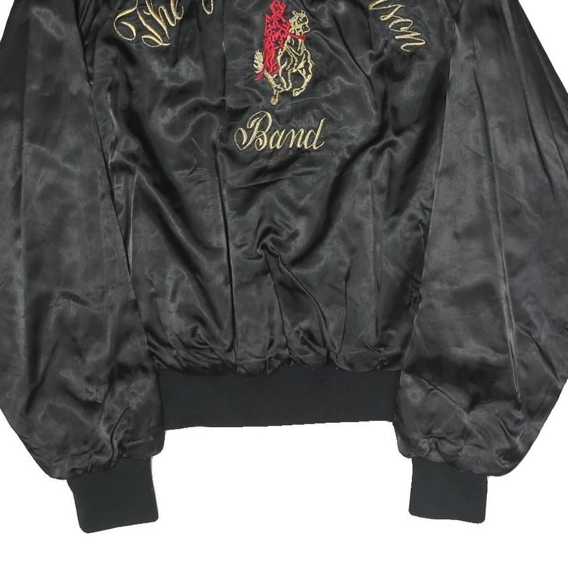 USA Mens Black Satin Button Bomber Jacket L Nylon The Jesse Anderson Band