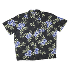 DENVERHAYES Mens Black & Blue Floral Rayon Shirt XL Hawaiian Style Casual
