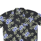 DENVERHAYES Mens Black & Blue Floral Rayon Shirt XL Hawaiian Style Casual
