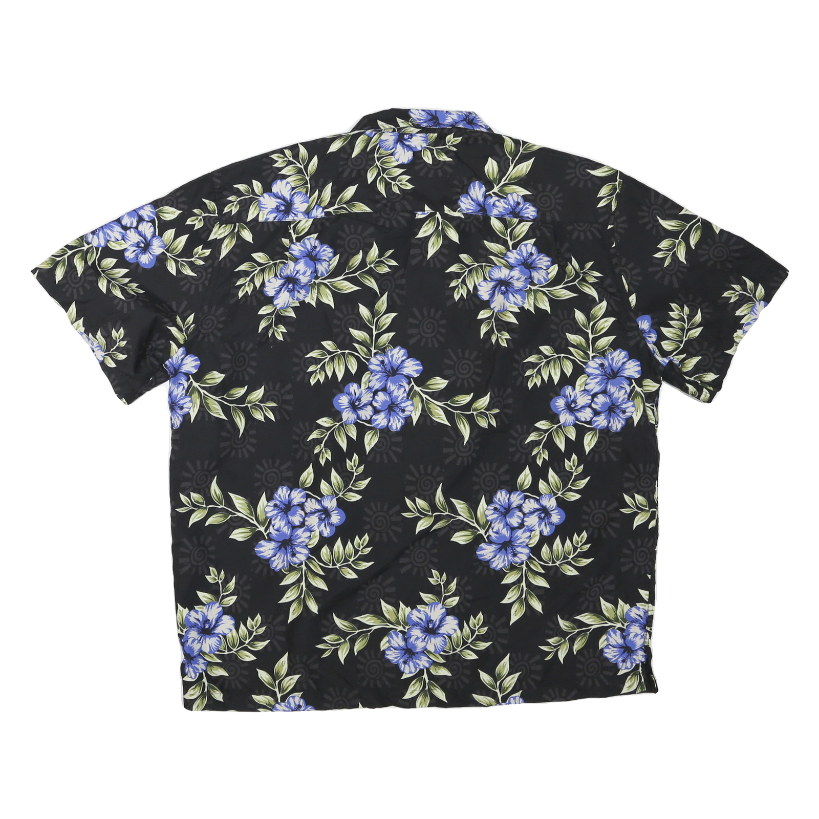 DENVERHAYES Mens Black & Blue Floral Rayon Shirt XL Hawaiian Style Casual