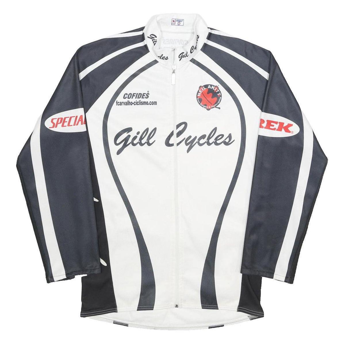 COFIDES Mens Black & White Gill Cycles Polyester Zip Jacket L Sportswear