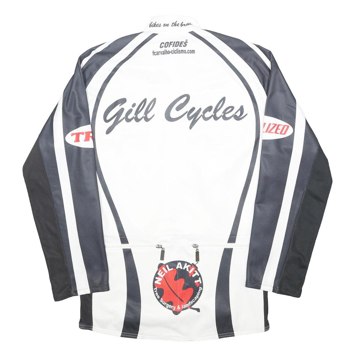COFIDES Mens Black & White Gill Cycles Polyester Zip Jacket L Sportswear