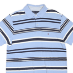TOMMY HILFIGER Mens Blue & White Striped Short Sleeve Polo Shirt M Cotton Blend
