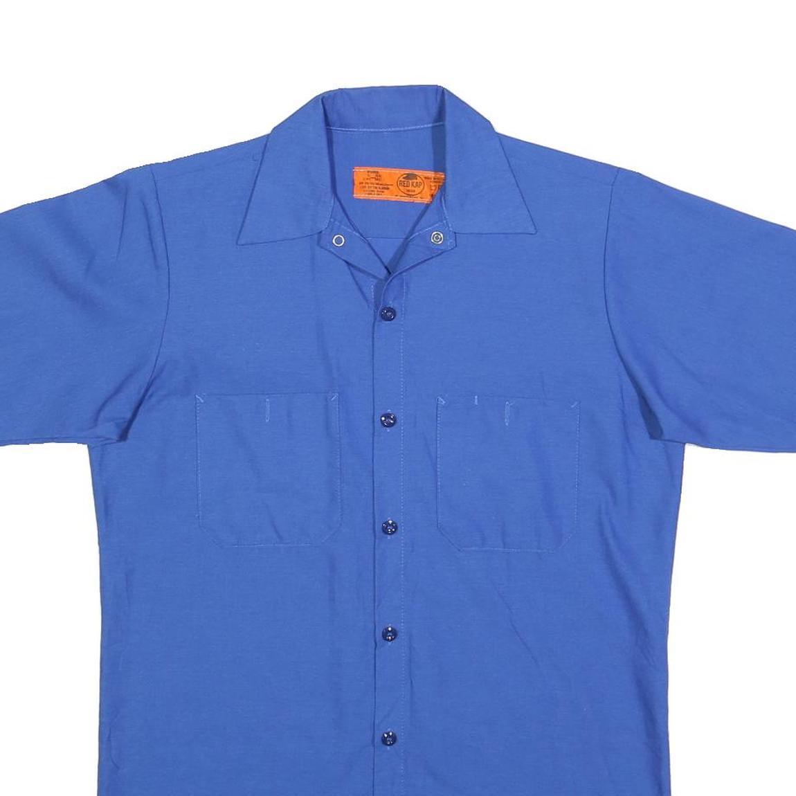RED KAP Mens Blue Work Shirt Cotton Blend M Team River Terrace Logo