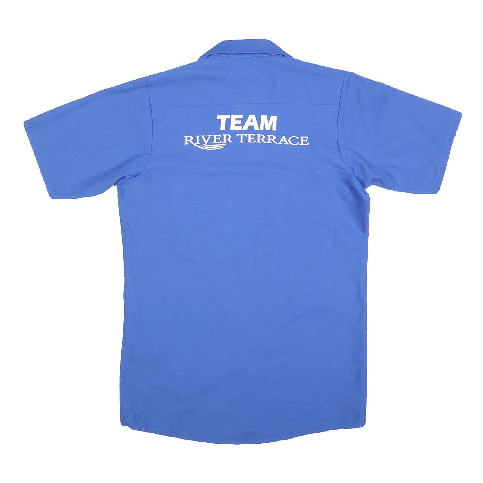 RED KAP Mens Blue Work Shirt Cotton Blend M Team River Terrace Logo