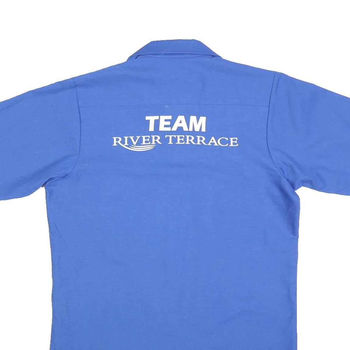 RED KAP Mens Blue Work Shirt Cotton Blend M Team River Terrace Logo