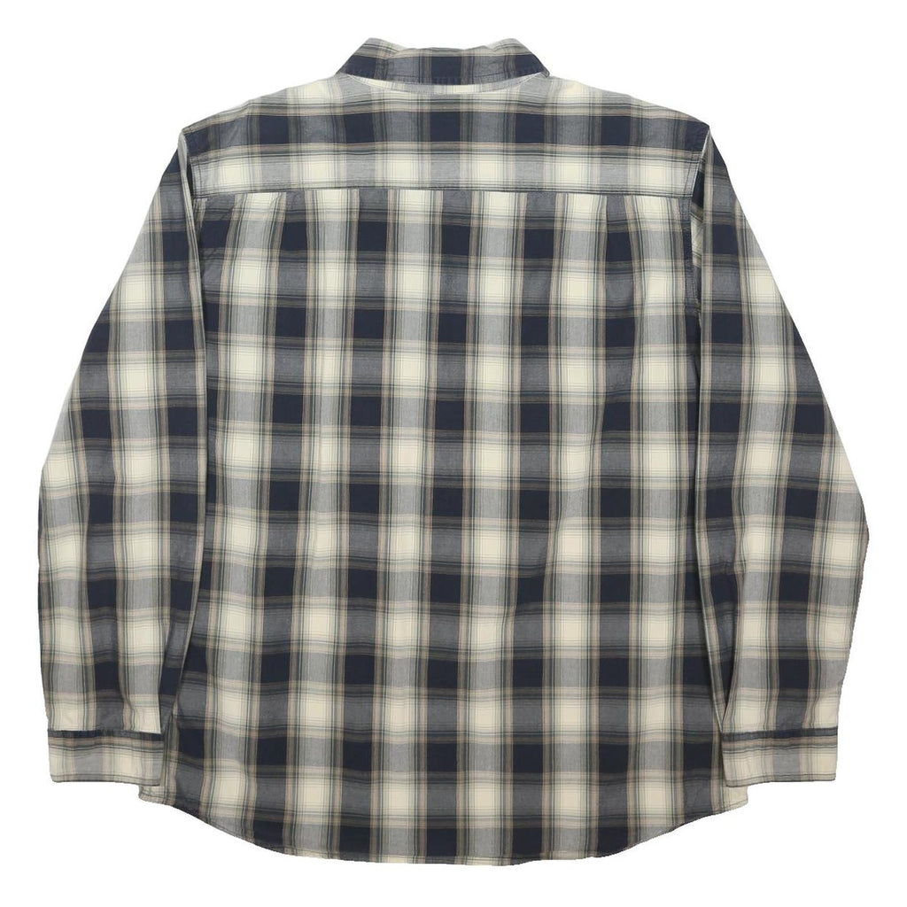 CARHARTT Mens Blue & Cream Plaid Shirt XL Relaxed Fit Cotton Blend Casual