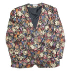 HARDOB Womens Blazer Jacket Black Viscose 90s Floral L
