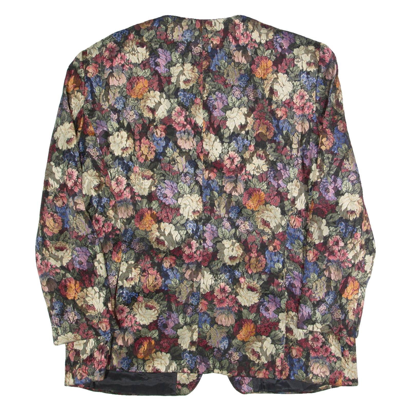 HARDOB Womens Blazer Jacket Black Viscose 90s Floral L