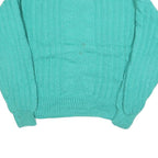 Womens Green Patterned Jumper Round Neck Chunky Knit M Cable Knit Regular Fit