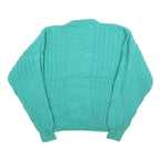 Womens Green Patterned Jumper Round Neck Chunky Knit M Cable Knit Regular Fit