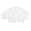 STOIBER Womens Cropped Blouse White Button Neck Puff Sleeve M