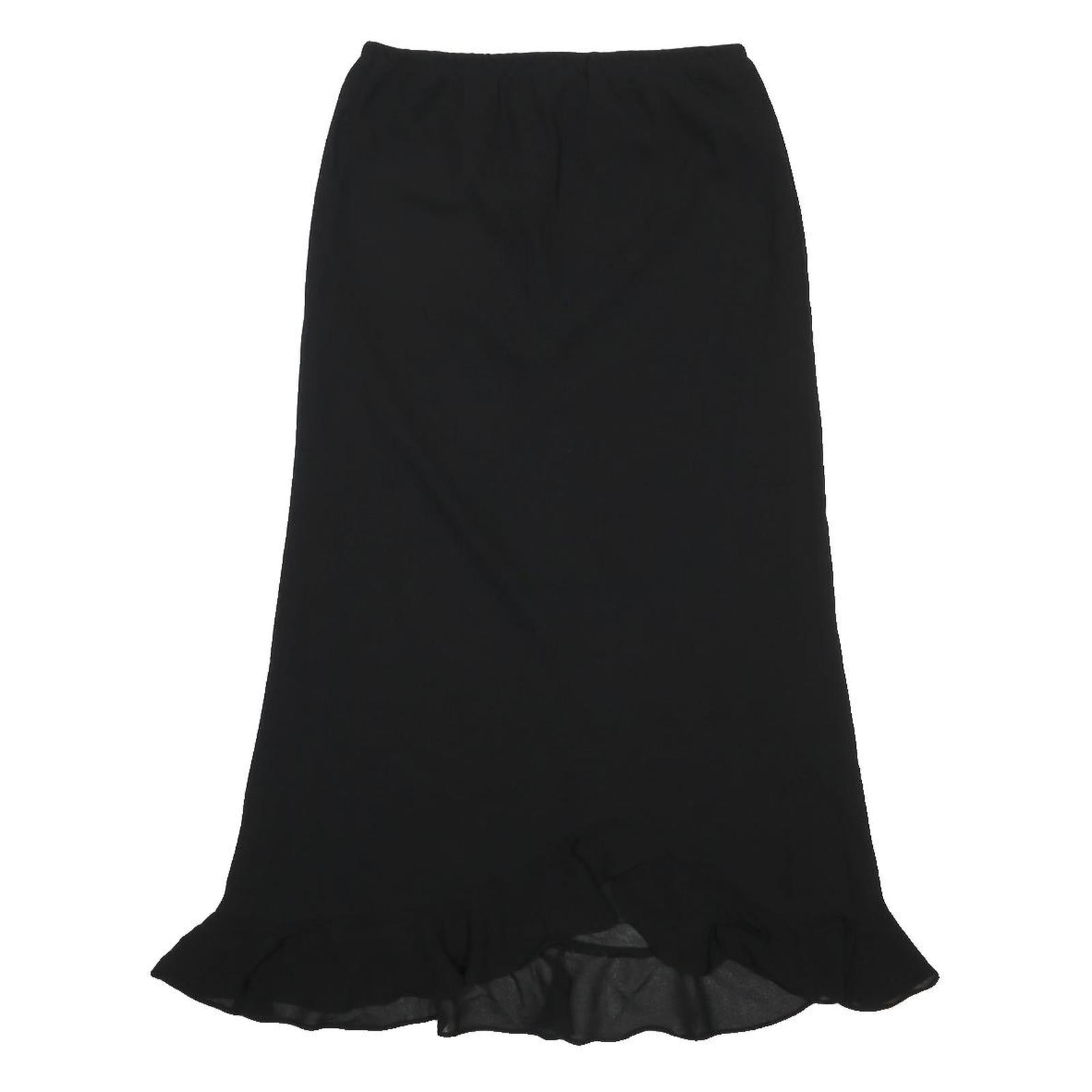 METAPHOR Womens Black Mini Polyester Swing Skirt Size M Elegant Ruffle Hem