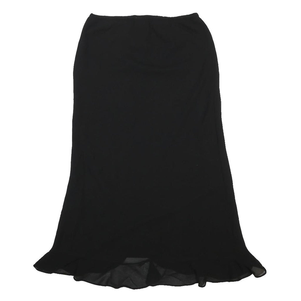 METAPHOR Womens Black Mini Polyester Swing Skirt Size M Elegant Ruffle Hem