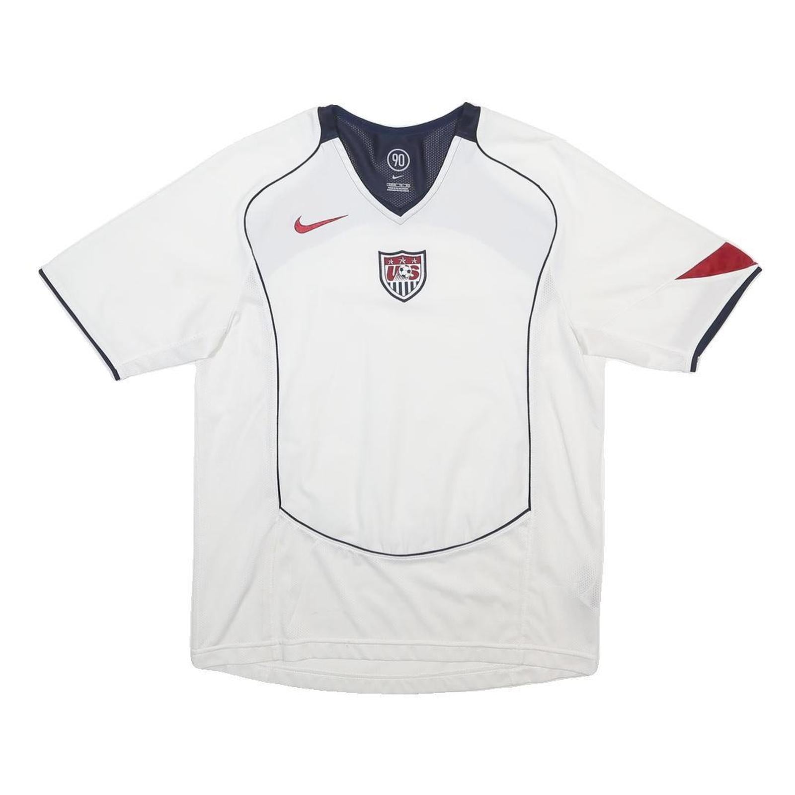 NIKE Nike USMNT Total 90 Reissue 2004 Womens White Red Graphic T-Shirt XL V-Neck