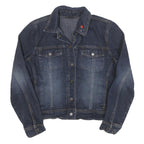 CONTRAST Womens Blue Denim Jacket M Cotton Blend Button Closure Casual Outerwear