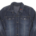 CONTRAST Womens Blue Denim Jacket M Cotton Blend Button Closure Casual Outerwear