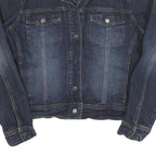 CONTRAST Womens Blue Denim Jacket M Cotton Blend Button Closure Casual Outerwear