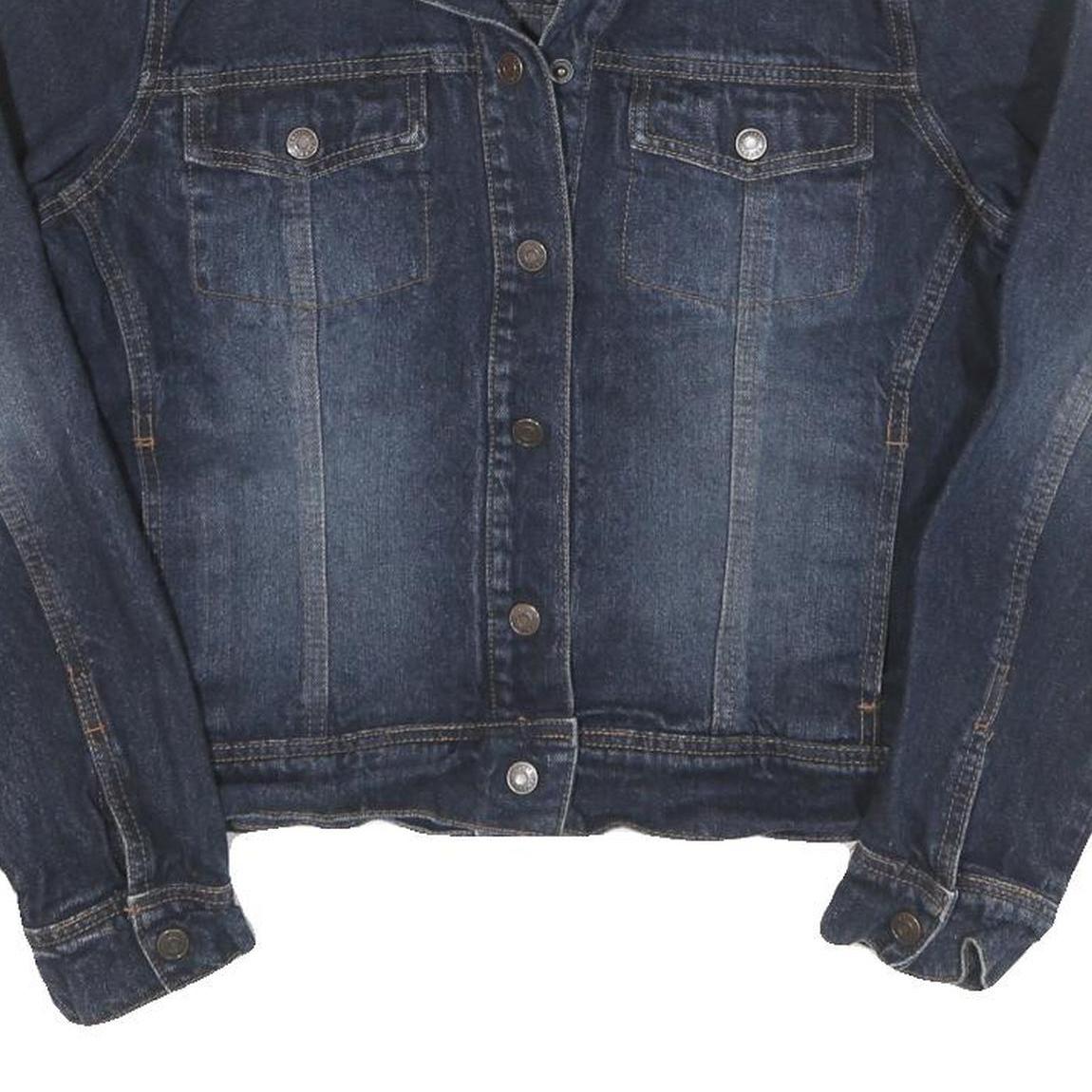 CONTRAST Womens Blue Denim Jacket M Cotton Blend Button Closure Casual Outerwear