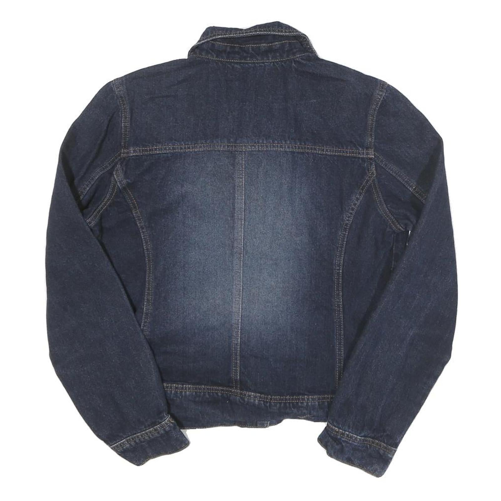 CONTRAST Womens Blue Denim Jacket M Cotton Blend Button Closure Casual Outerwear