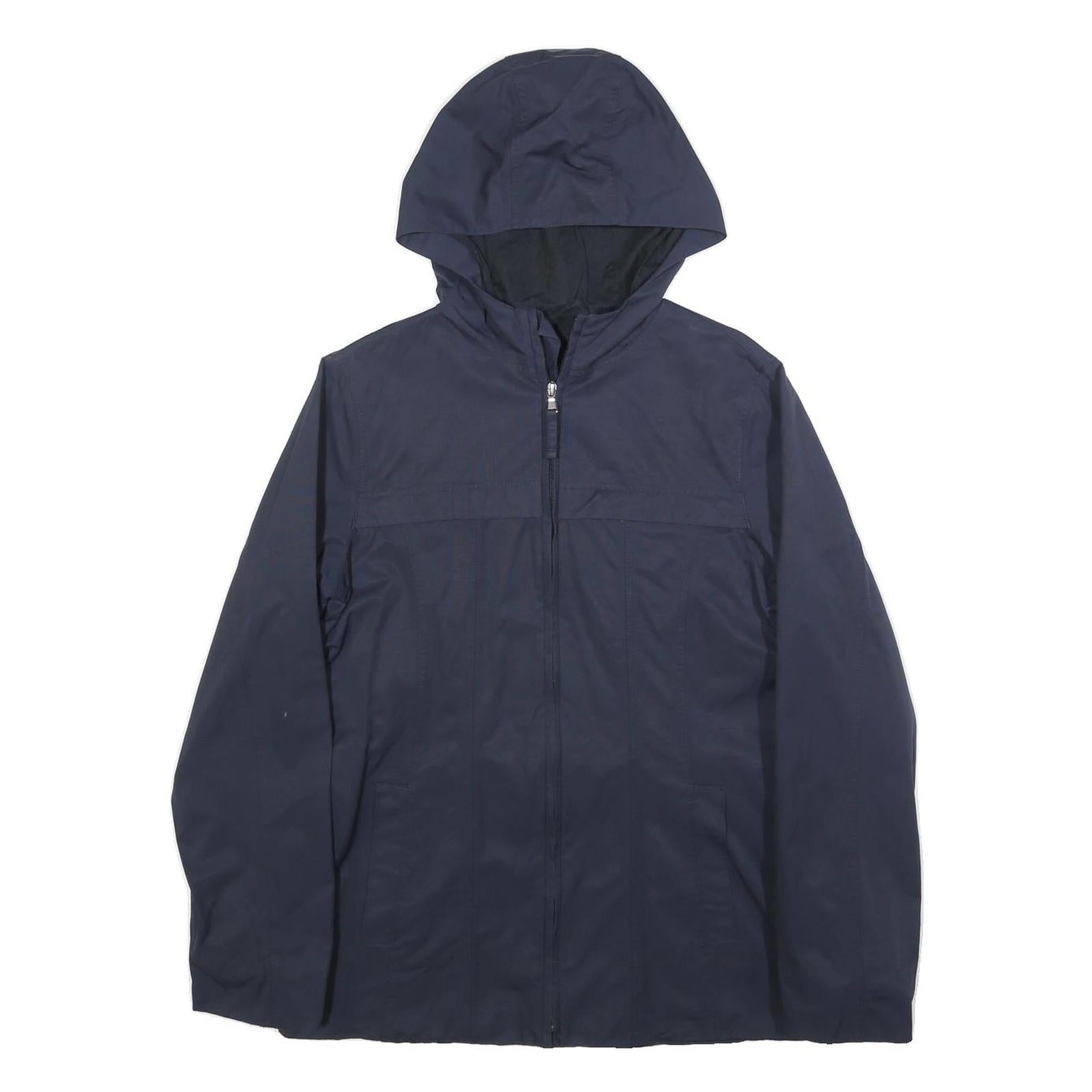 TIMBERLAND Womens Navy Blue Hooded Jacket S Cotton Blend Zip Plain Lightweight