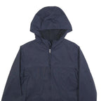 TIMBERLAND Womens Navy Blue Hooded Jacket S Cotton Blend Zip Plain Lightweight
