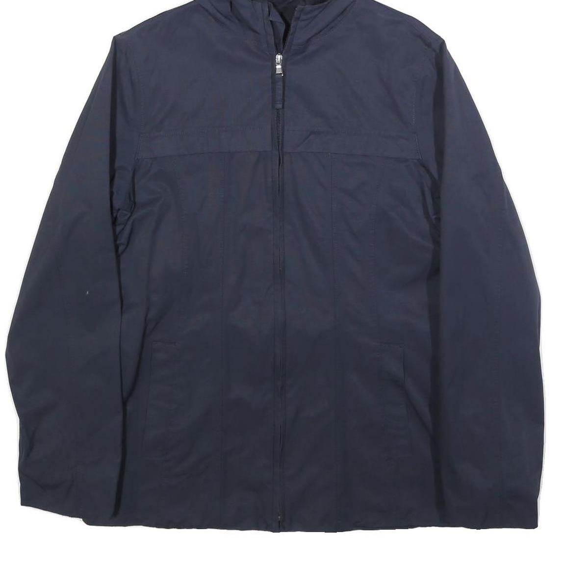 TIMBERLAND Womens Navy Blue Hooded Jacket S Cotton Blend Zip Plain Lightweight